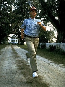 Forrest running at typical brisk pace.